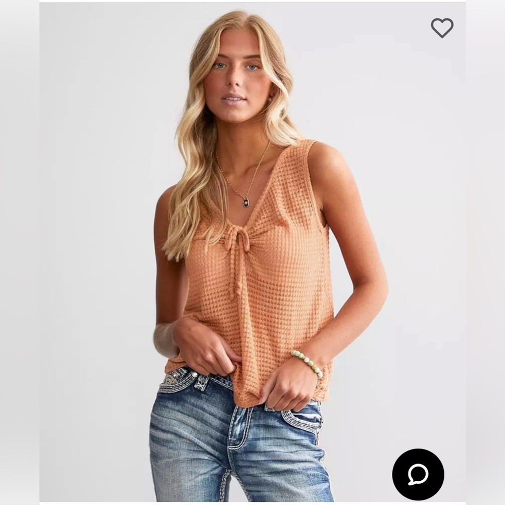 🌼🐪 Buckle Daytrip Open Weave Tank Top in Camel Size Large 🐪🌼